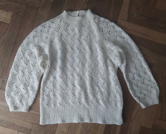 sweterek handmade śmietankowy rozmiar M