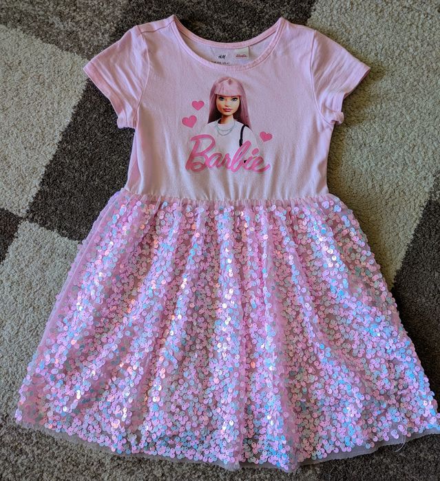 Efektowna sukienka z cekinami dla dziewczynki Barbie by H&M roz 110