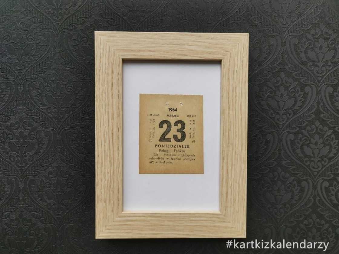 Kartka z kalendarza 1964 - oryginalna
