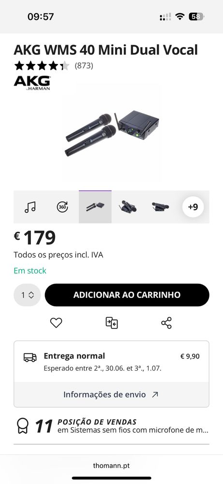 Mirofones AKG sem fios (conjunto)
