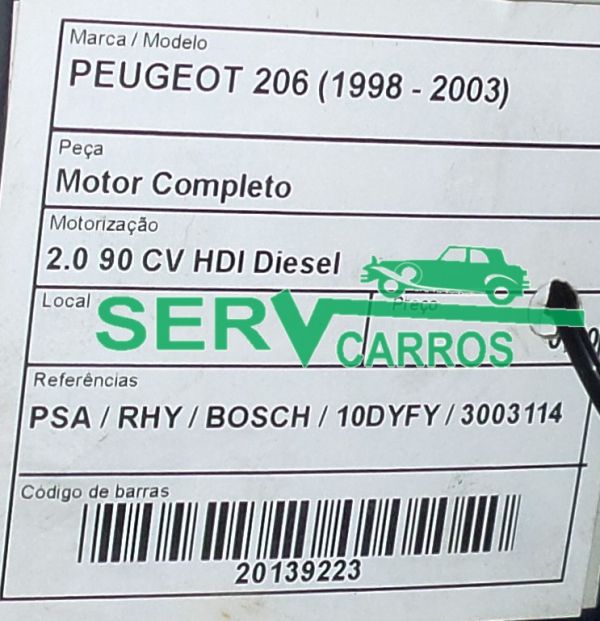 Motor completo PEUGEOT 206 (2A/C)