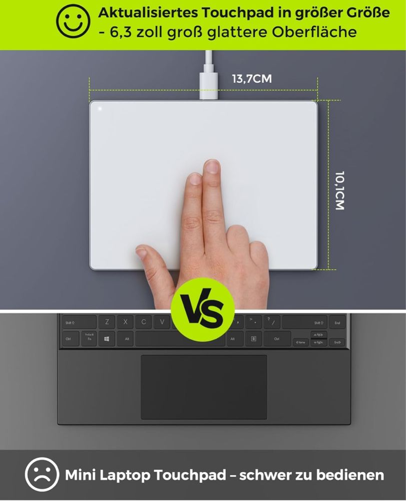 seenda Touchpad do komputera, zewnętrzny aluminiowy Multi-Touch