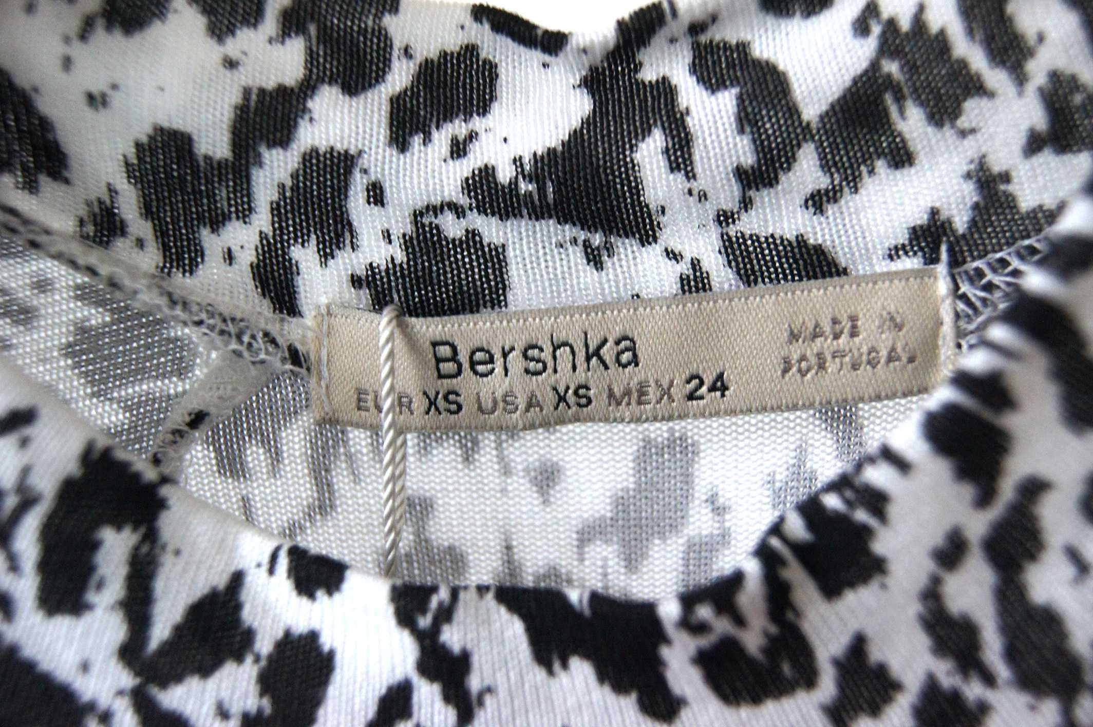 biało czarna czarno biała panterkowa sukienka bershka 34xs wiskoza