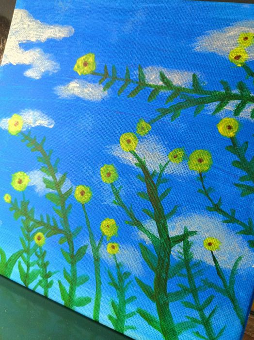 Obraz kwiatów na tle nieba 20×20