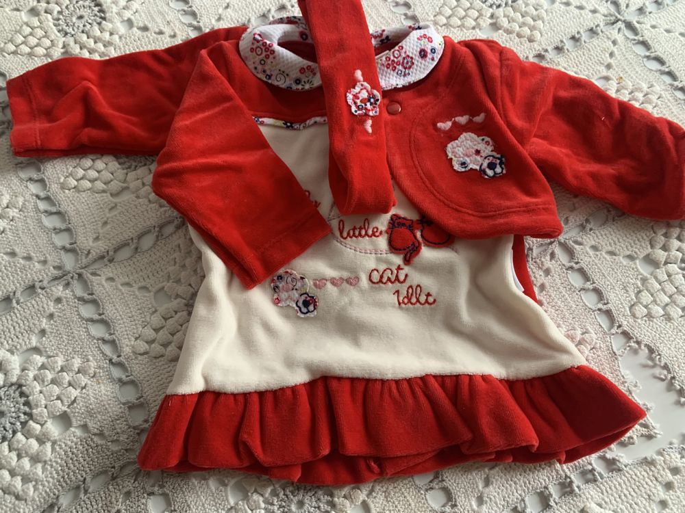 Vestido Vermelho - Menina recém nascida  1M