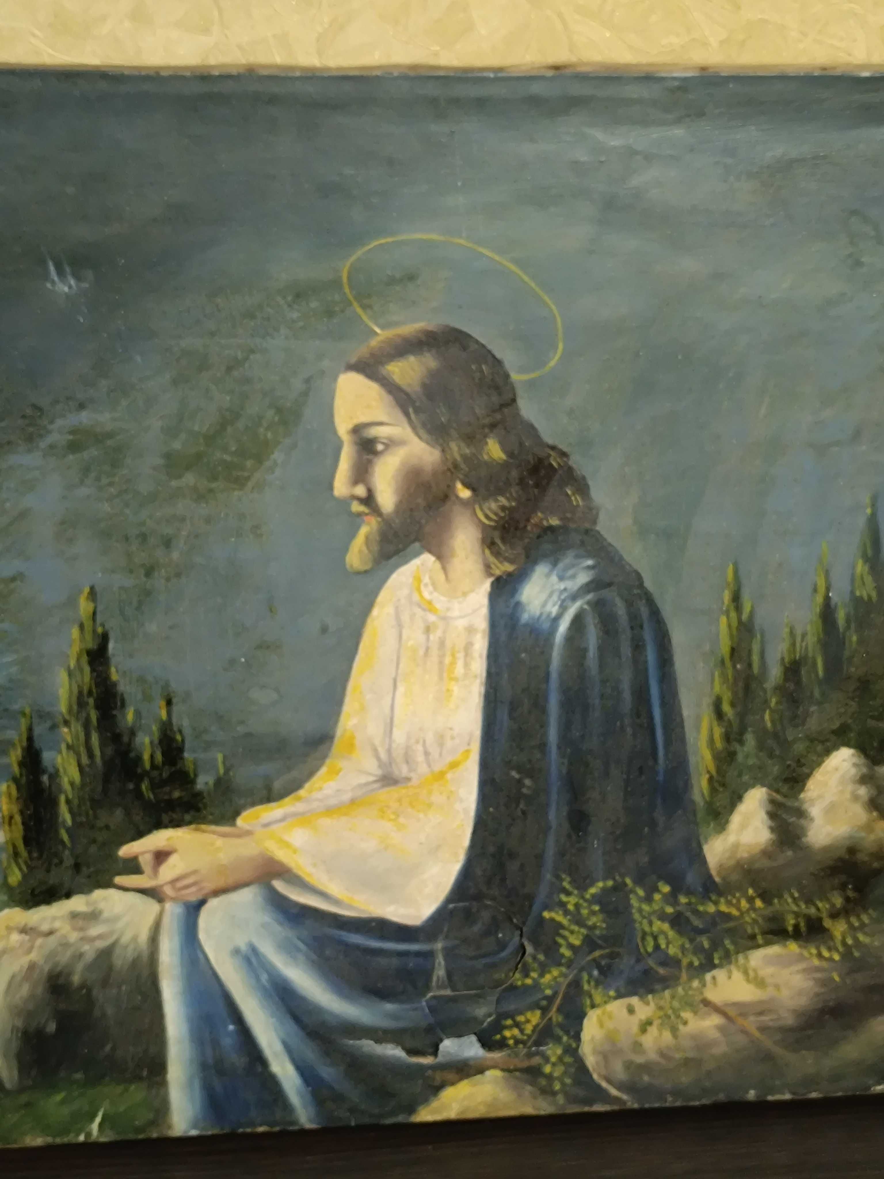 Картина Иисус на Оливной горе--холст бумага;редкая
