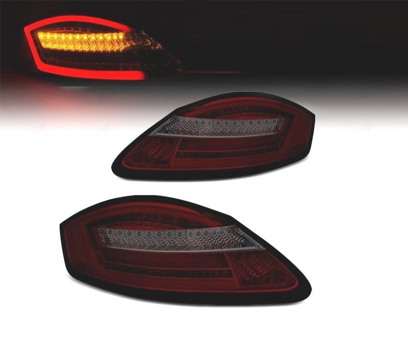 FAROLINS TRASEIROS PARA PORSCHE BOXSTER 987 05-08 LIGHT BAR DINAMIC FUNDO VERMELHO FUMADO
