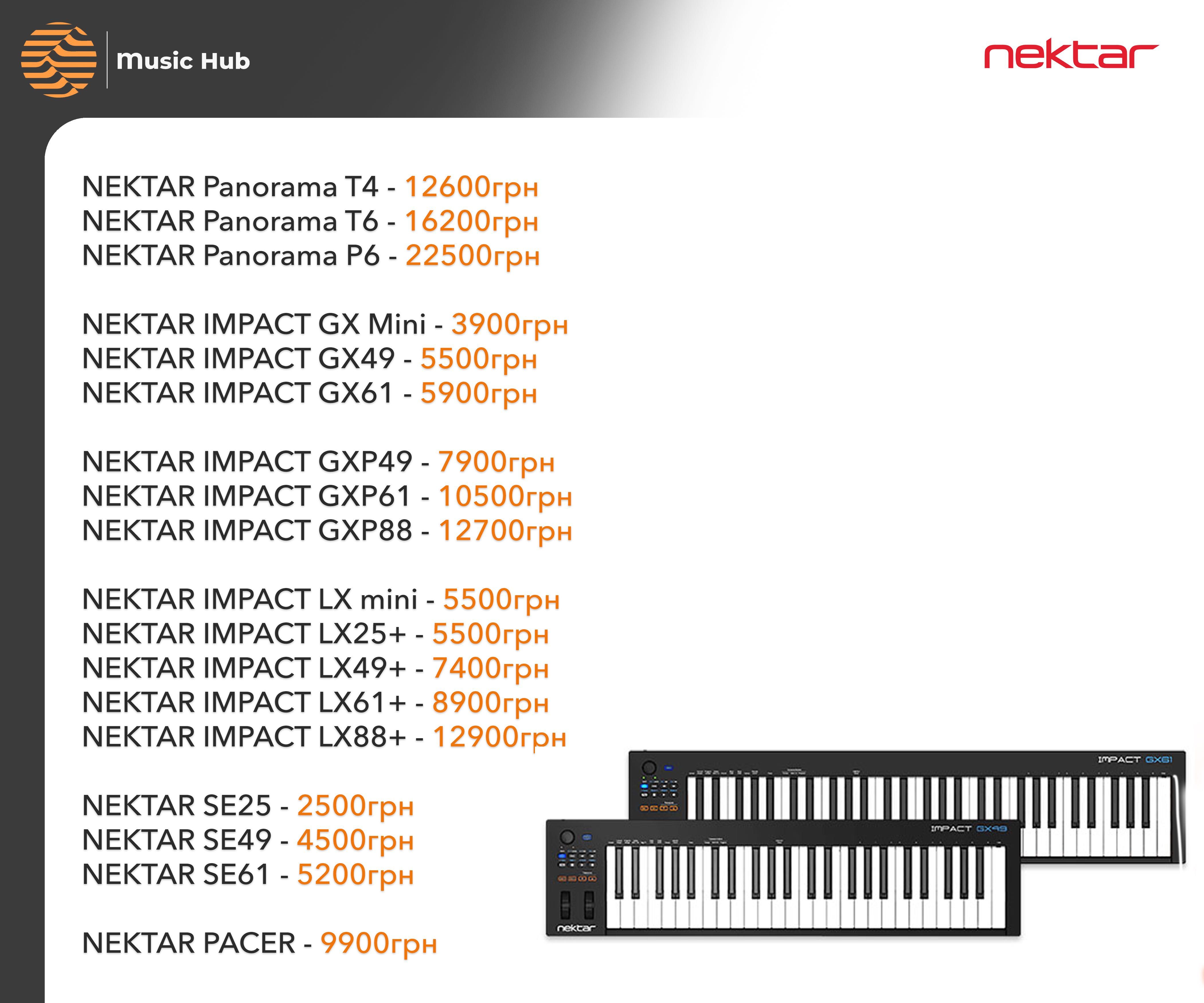 NEKTAR Panorama impact LX 25 49 + 61 GX T 4 P 6 pacer se GXP 88 mini