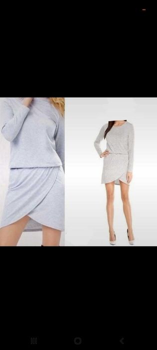 Dresowa sukienka zakładki asymetryczna szara Sugarfree