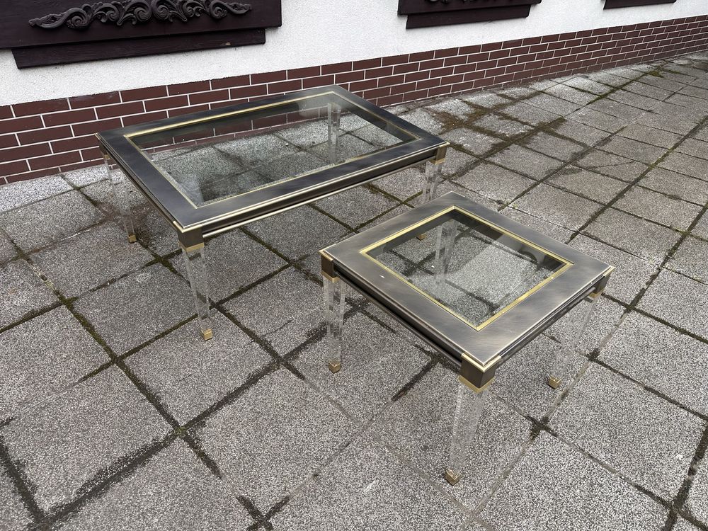 Belgochrom zestaw stolikow kawowych akryl, szklo. Postmodernizm