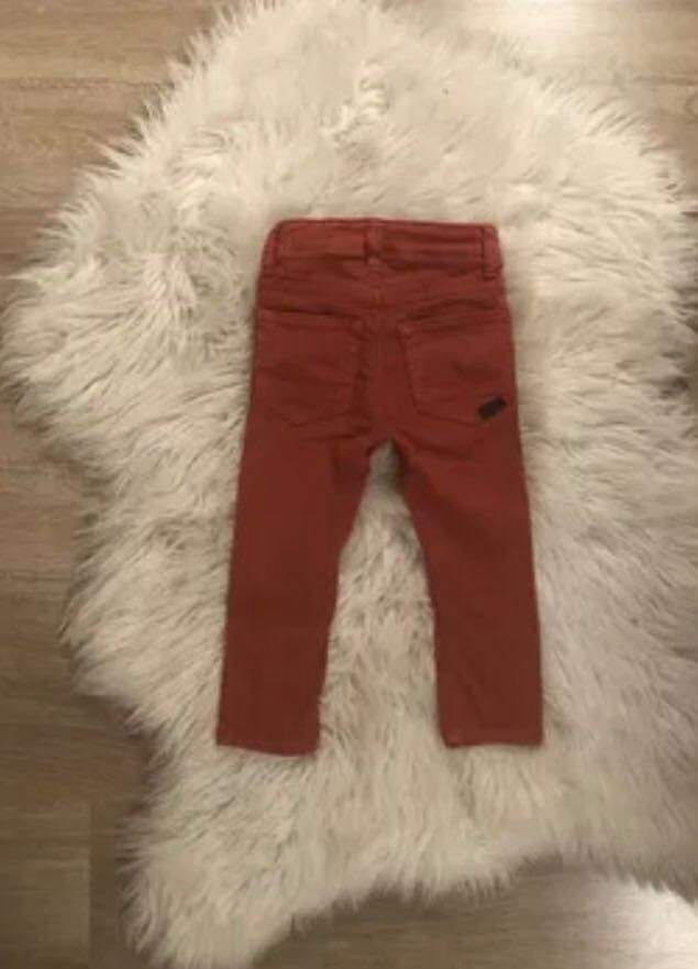 Spodnie skinny jeansy cegła name it 92 rude brąz święta