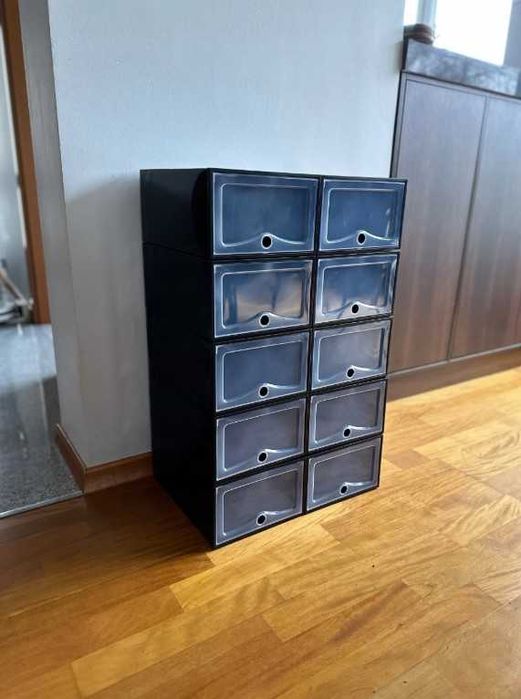 Pudełka na Buty x10 Składane Pojemniki Boxy z klapką Organizery Obuwie