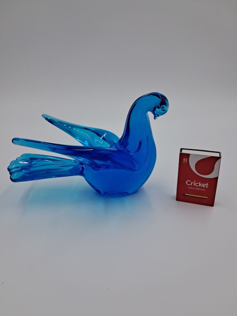 Szklana figurka niebieski ptak przycisk do papieru