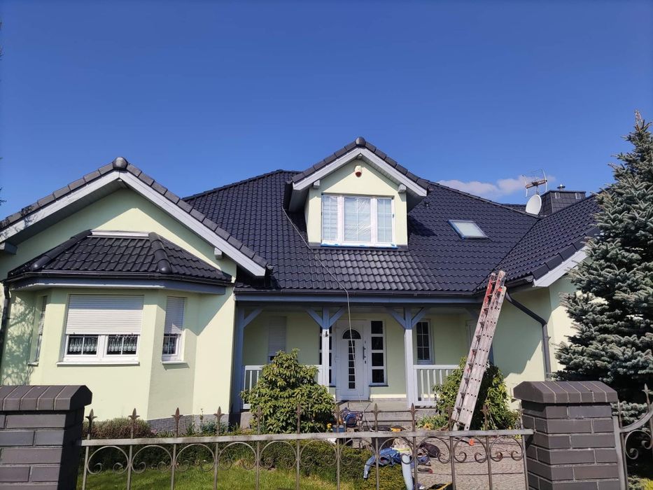 Malowanie dachów, dachu, mycie dachów, czyszczenie rynien.