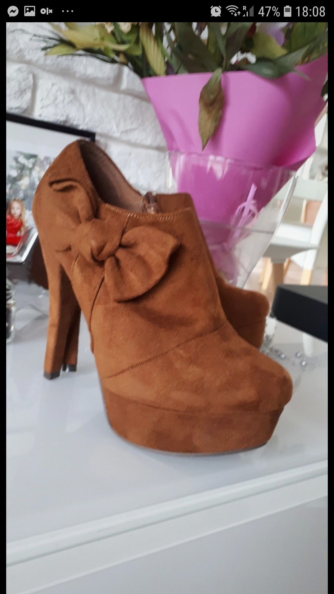 Nowe Buty botki zamsz platforma 36