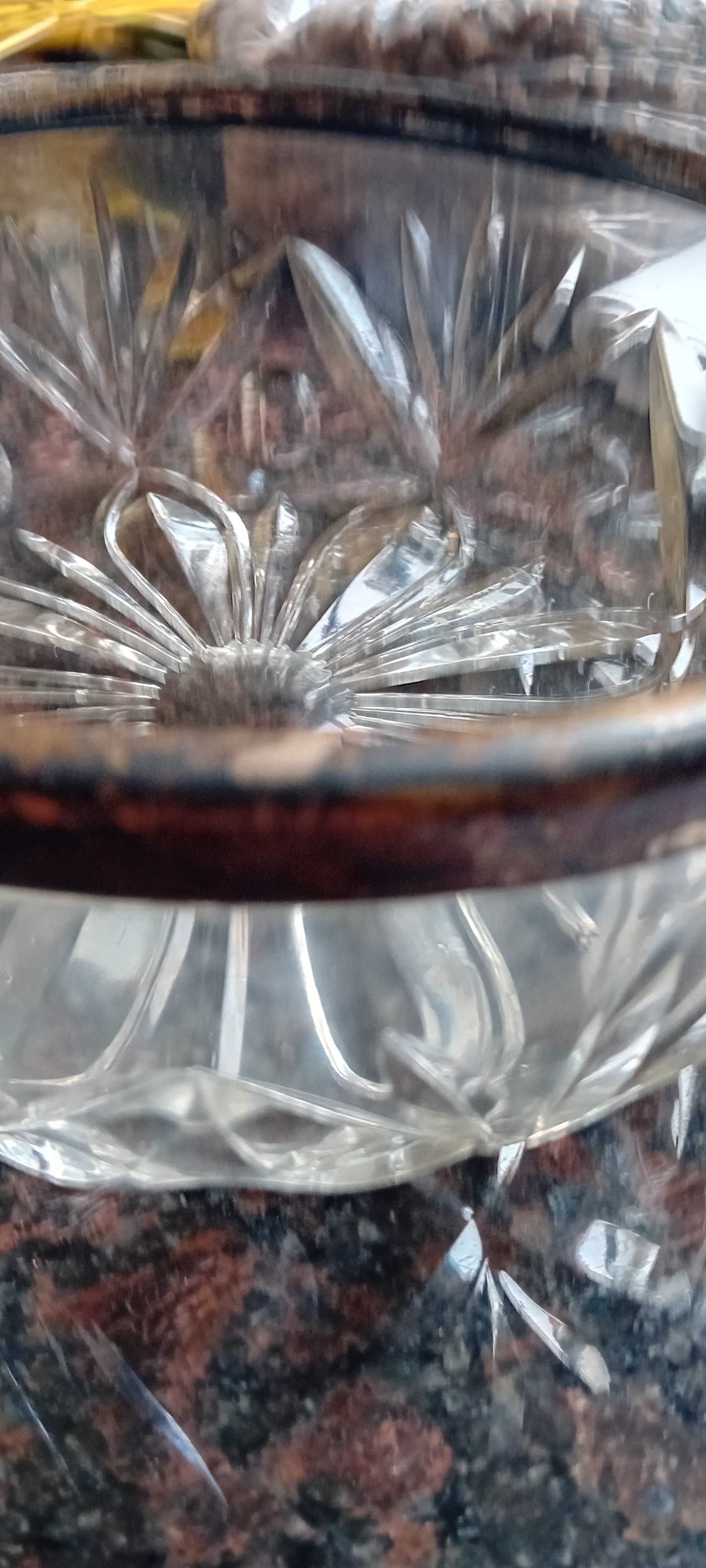 Duża szklana misa okuta srebrem Wilhelm Binder Niemcy
