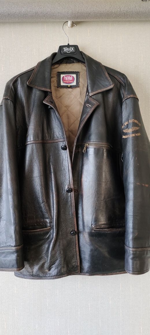 Куртка кожаная Авиатор  бомбер,мото, от известного бренда Pall Mall,