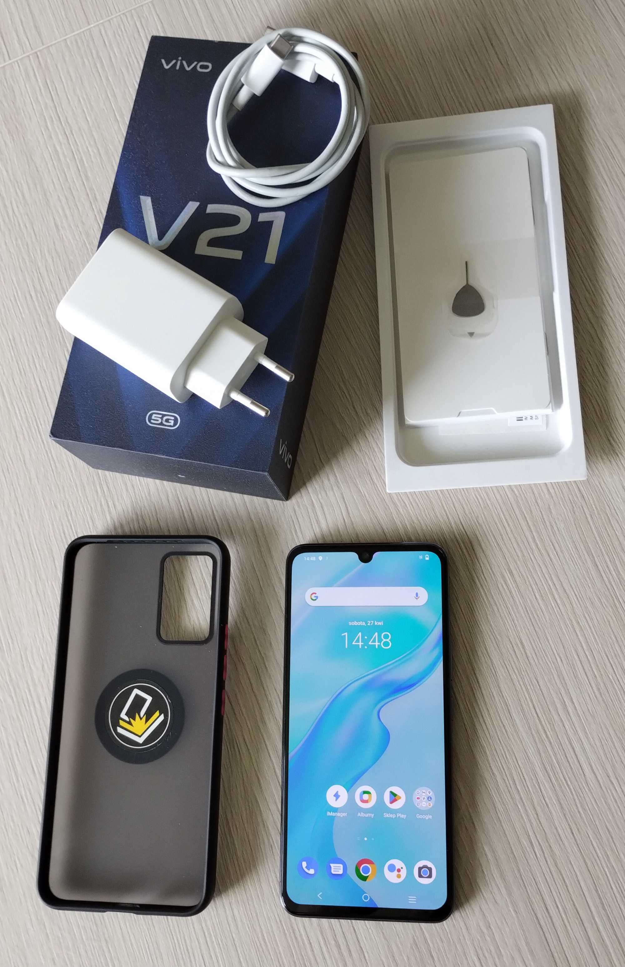 telefon komórkowy smartfon VIVO V21 5G idealny + etui bez operatora