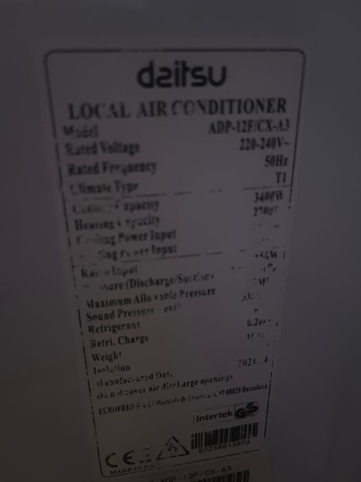 Ar Condicionado Portátil Daitsu APD-12FCX – 12.000 BTU – Como Novo