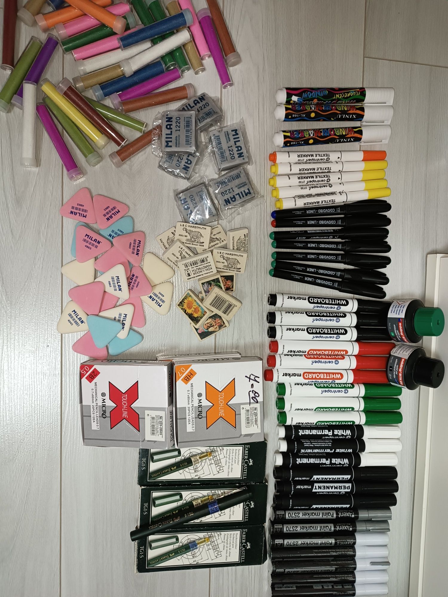 Пастель, маркеры, цветные и акварельные карандаши, пеналы,графические