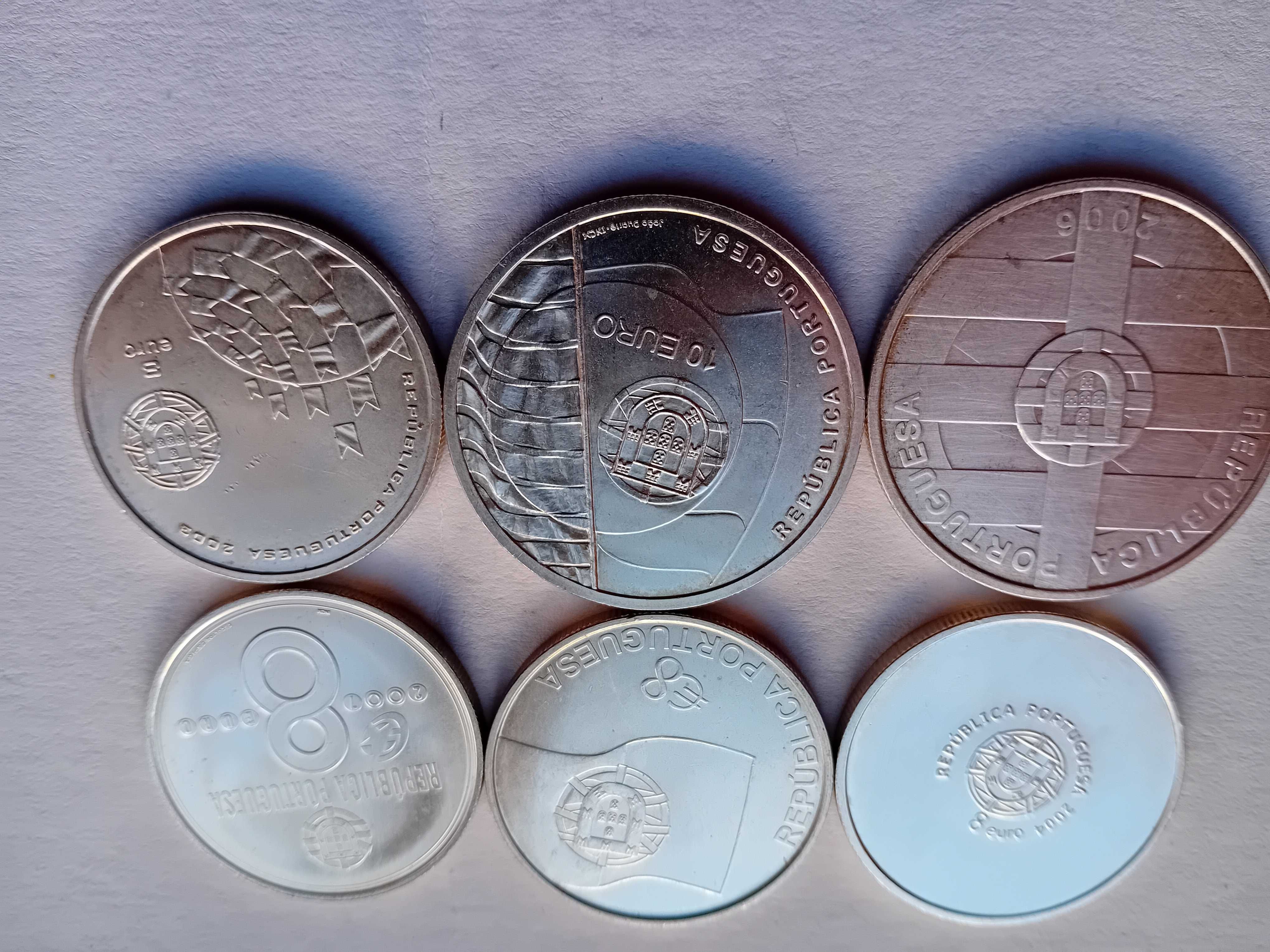 12 moedas de 8 e 10€ prata,  novas ver fotos