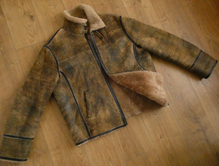 Kurtka skórzana męska MILESTONE skóra PILOTKA lotnicza KOŻUCH  XL