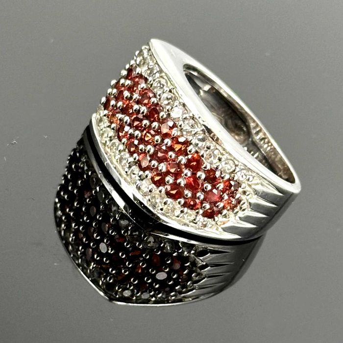 Srebro - Srebrny sygnet męski z Rubinami i Cyrkoniami - próba 925