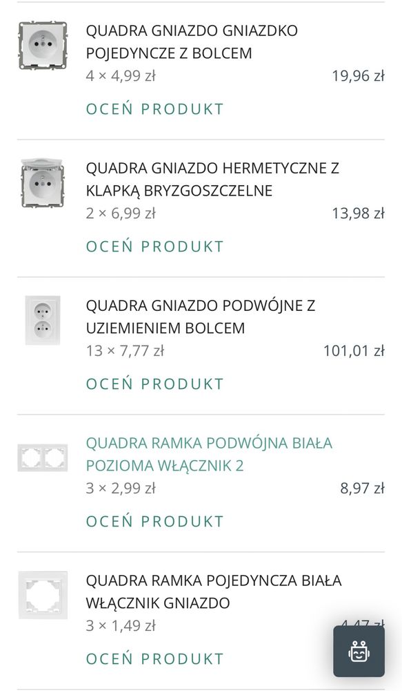 Gniazdo pojedyncze z bolcem Quadra biale