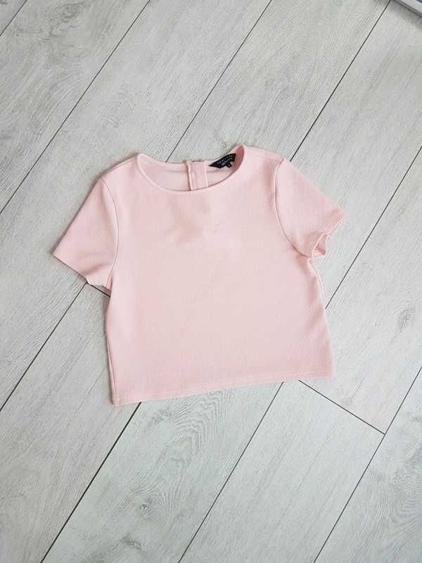 New look pudrowy crop top krótki
