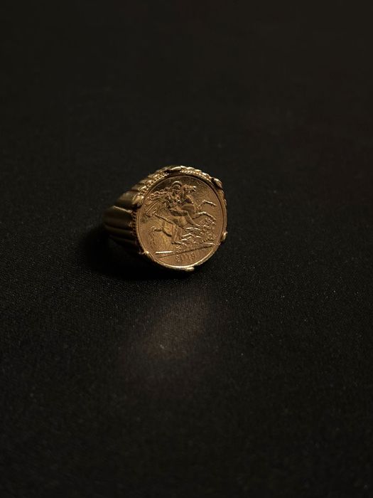 Pulseira friso e anel meia libra ouro 9kt