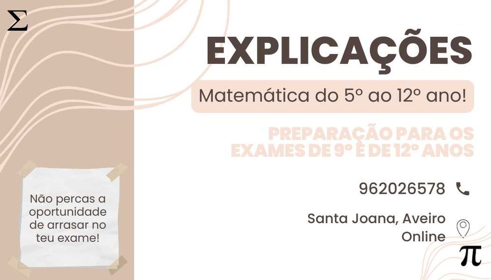 Explicações Matemática, Matemática A e B, MACS online / Aveiro