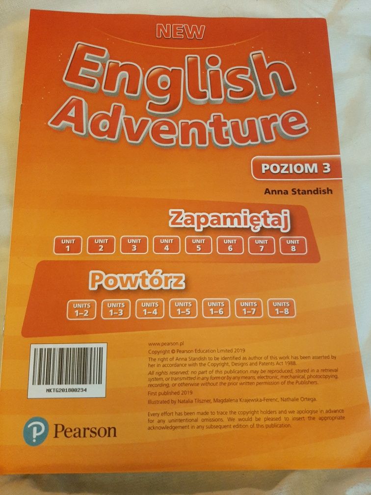 Angielski, New English Adventure, zeszyt ćw., dvd, naklejki, Pearson