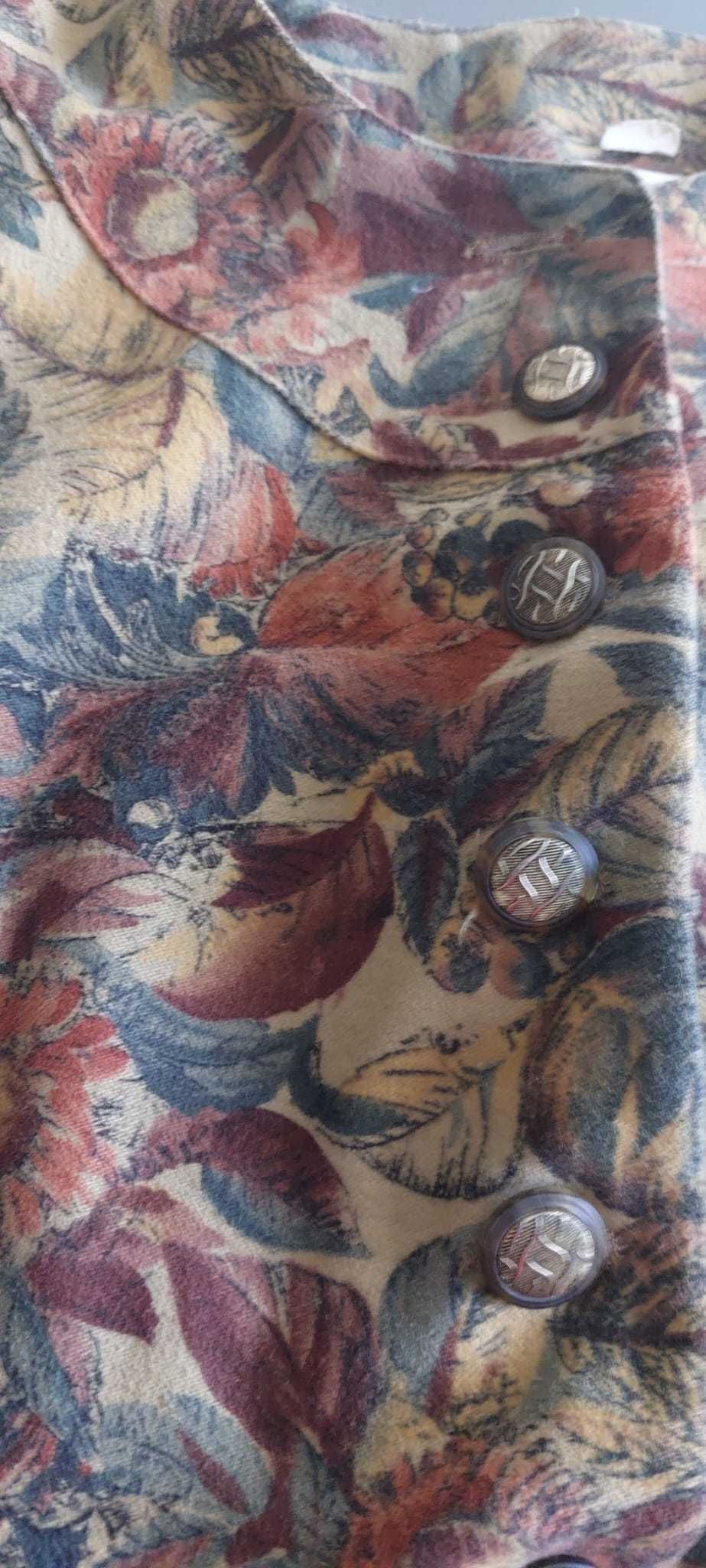 Blazer cumprido estampado em tons castanho