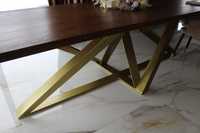 Stół dębowy masywny 3m  rozkładany od stolarza złota noga glamour