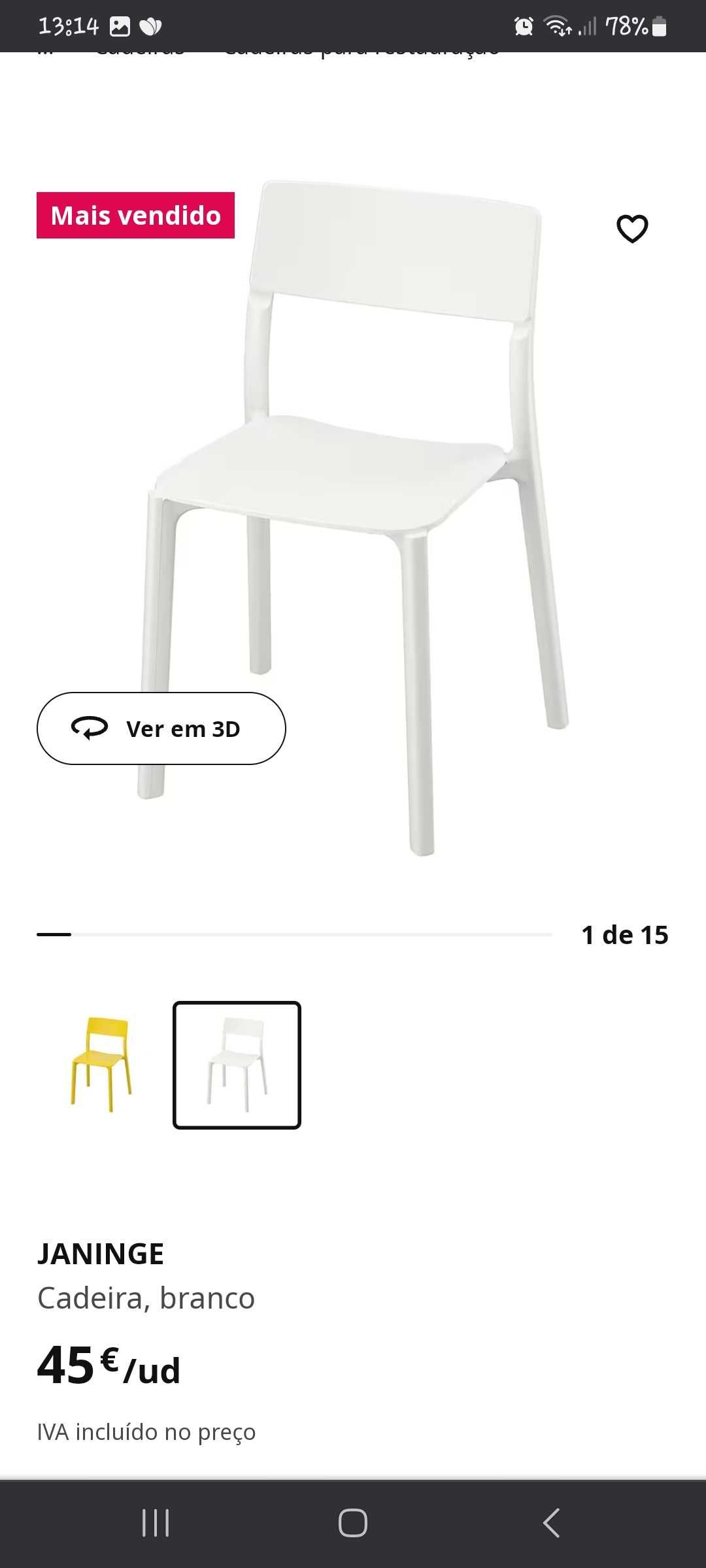 Mesa de cozinha ikea com 4 cadeiras, cor branco