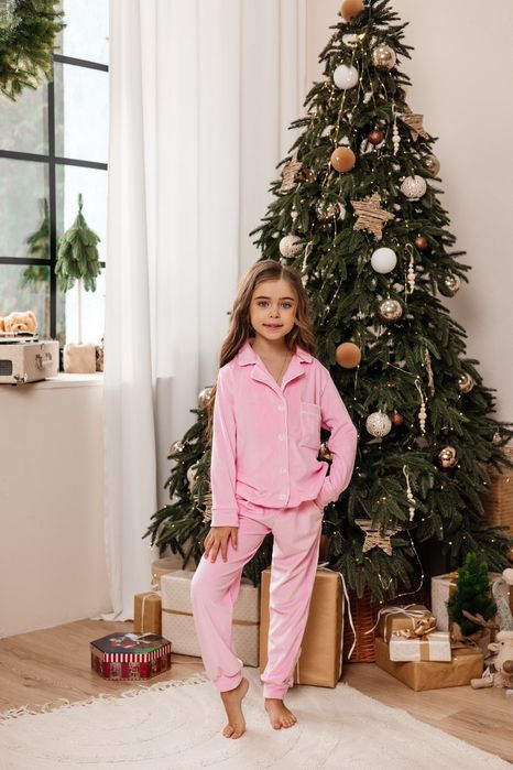 Стильна дитяча плюшева велюрова піжама для дівчинки 146,152,158,164