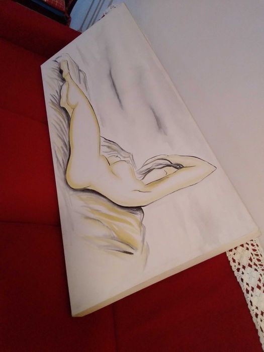 Quadro/tela grande Mulher de 1.40m por 60cm, decoração parede