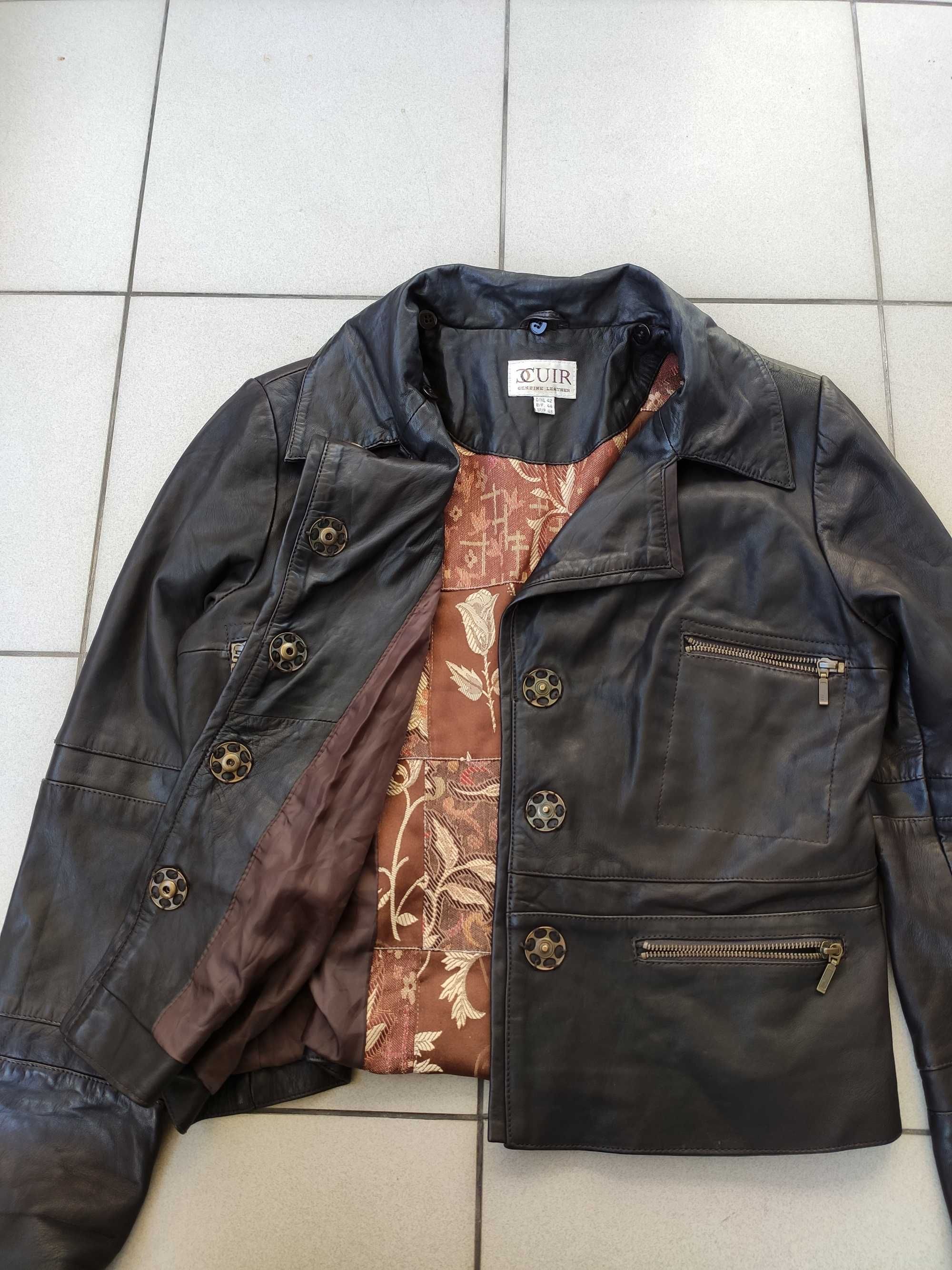 Vintage kurtka skórzana damska ramoneska biker r. L