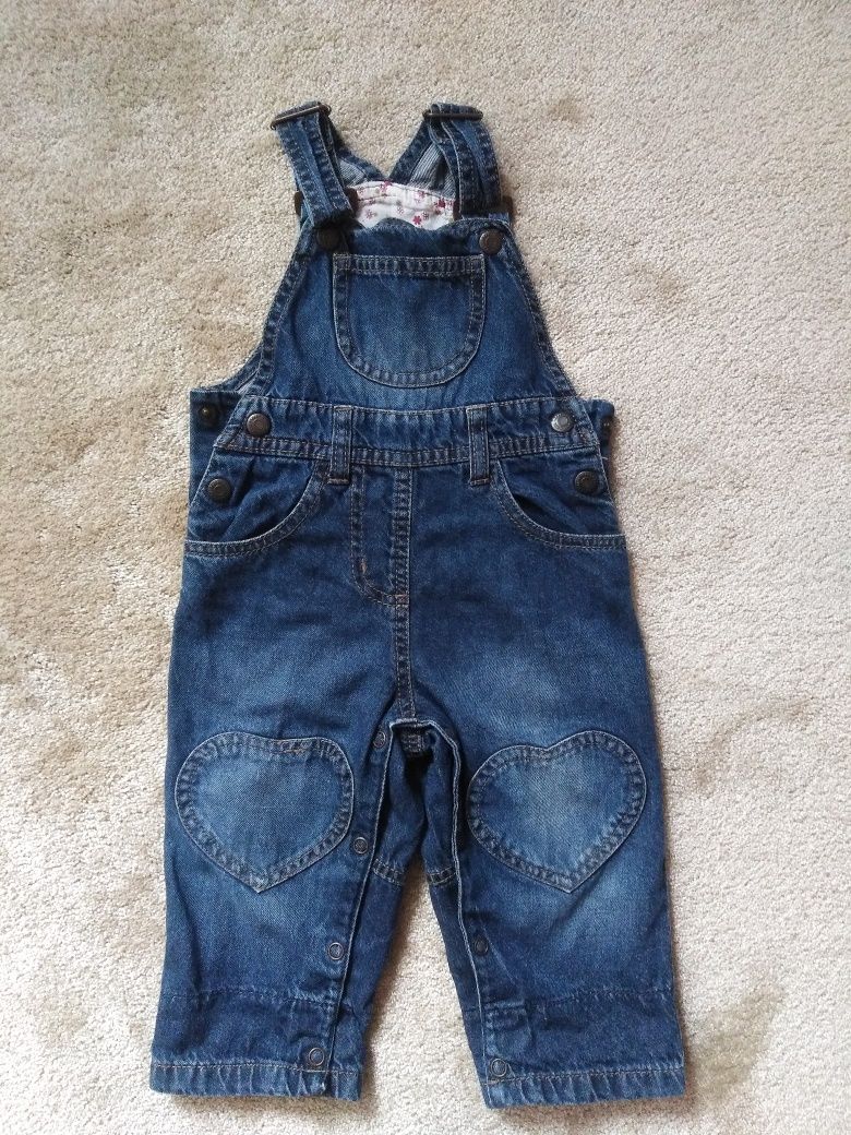 LUPILU spodnie ogrodniczki jeansowe dla dziewczynki rozmiar 74