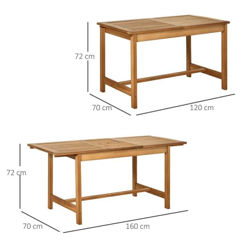 Stół ogrodowy drewniany rozsuwany 160cm (120+40) Naturalne drewno