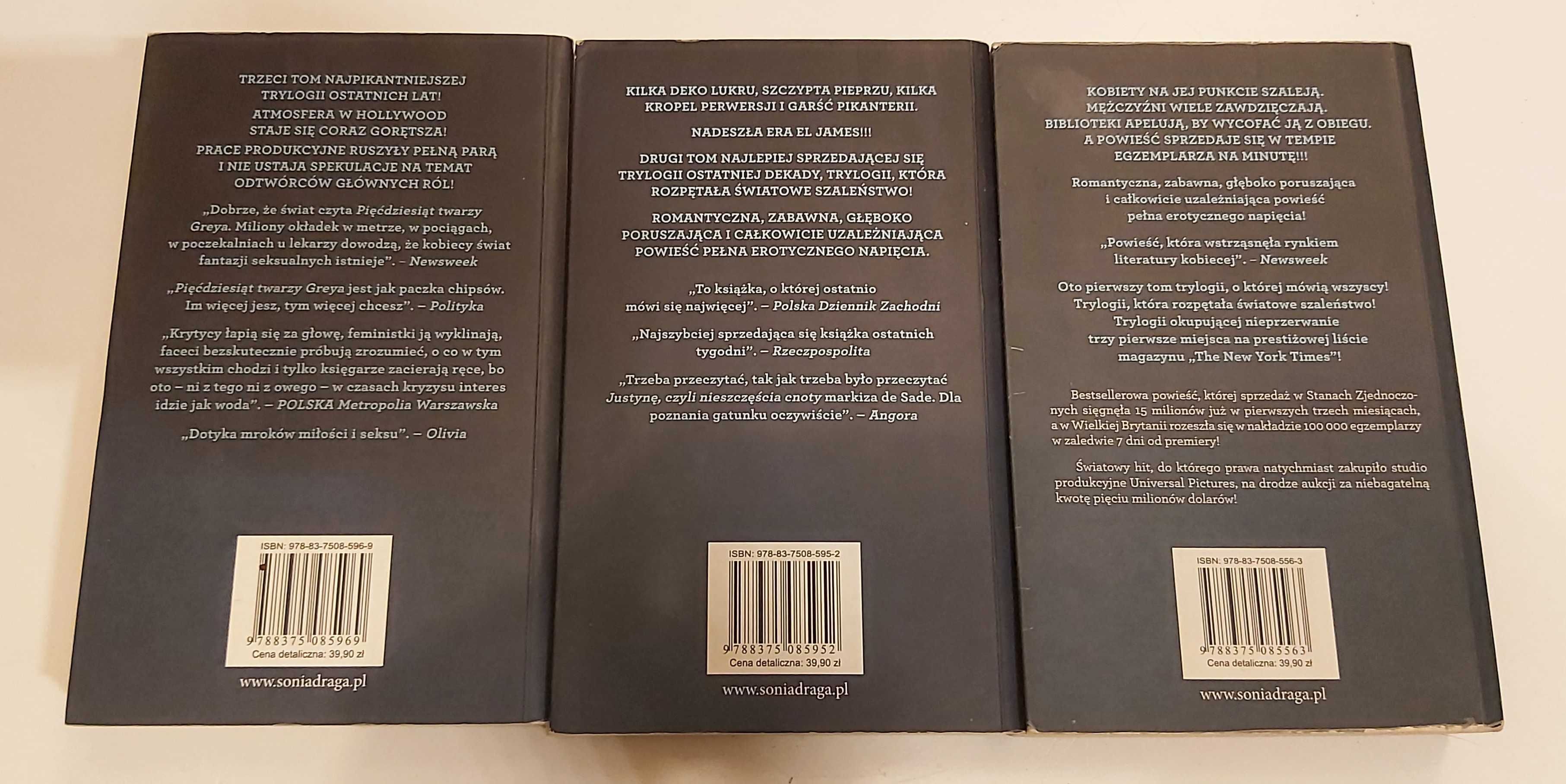 Trylogia Greya 1-3 komplet EL James GREY