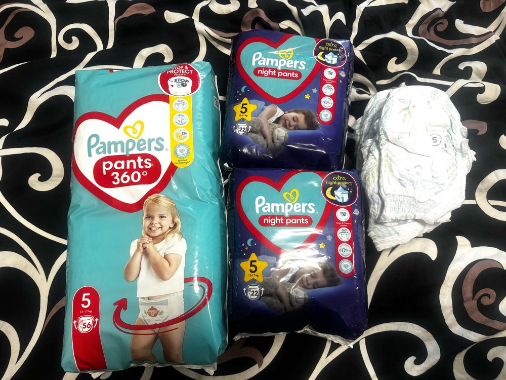 Pampers Pants 5 zestaw pieluch Pants 360+ Night +gratis