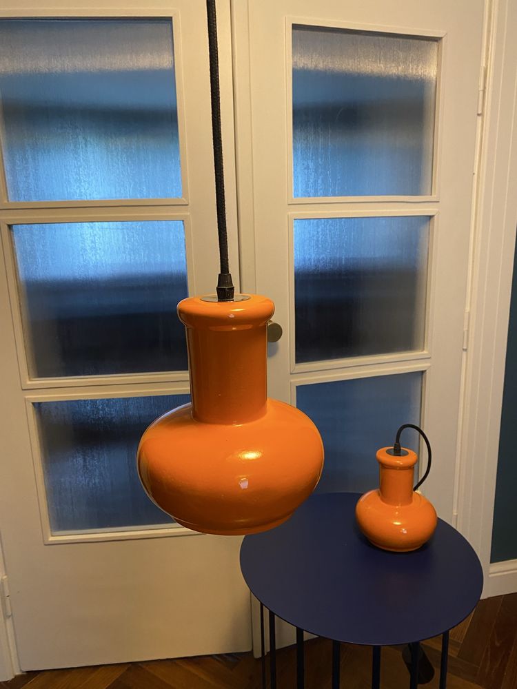 Pomarańczowa lampa ceramiczna Vintage