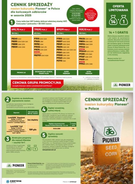Kukurydza Pioneer P8834 już w sprzedaży