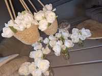 Sprzedam zestaw kwiaty białe flakon i doniczki donice wiszące boho