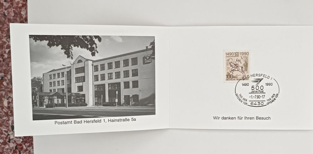 kartka ze znaczkiem z okazji 500lat poczty