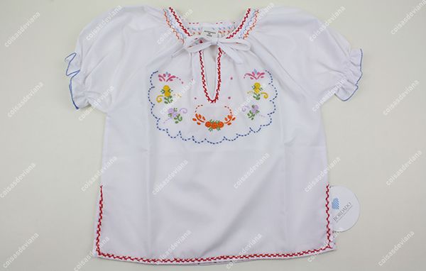 Blusa de criança c/ bordado de Viana feito à mão