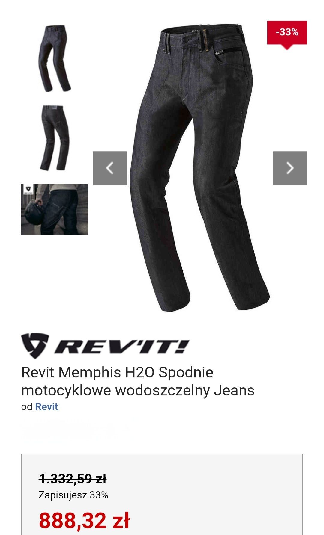 REVIT Rev'it Jeans Roz 36 XL WODOODPORNE Spodnie motocyklowe