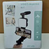 Kit Novo Video Making Vlogging Live Stream p/ Telemóvel Smartphone