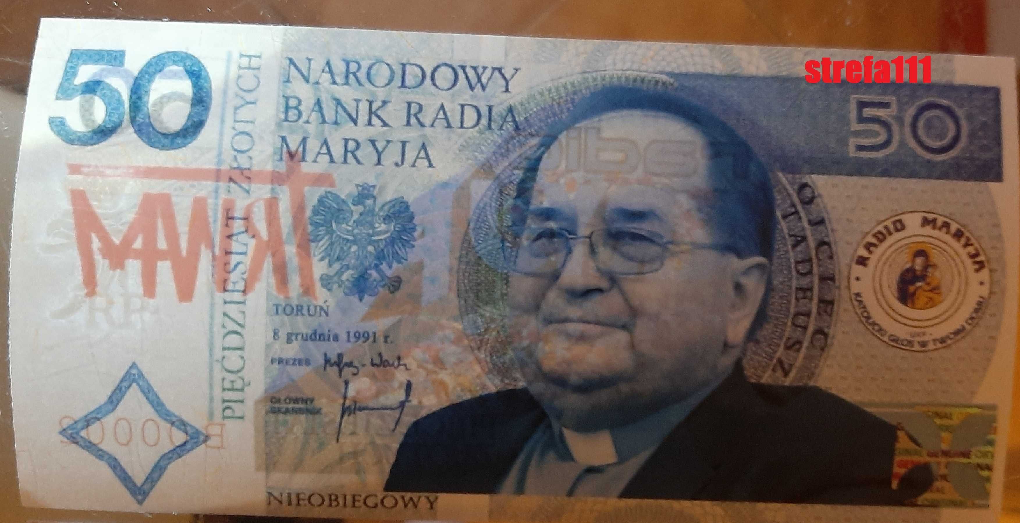 50 złotych Tadeusz Rydzyk Radio Maryja i TV Trwam